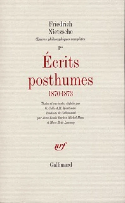 Ecrits posthumes : 1870-1873