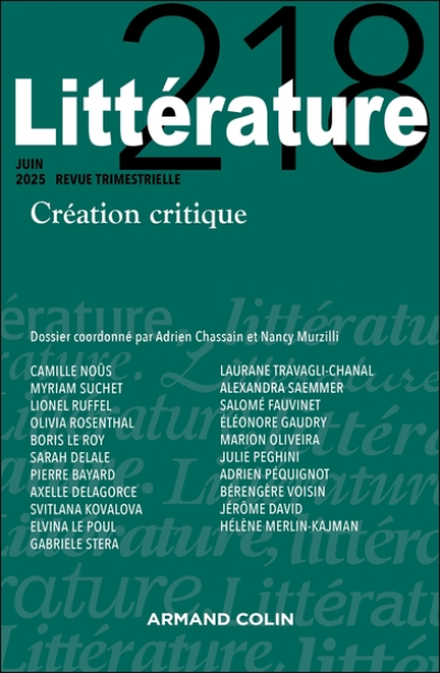 Littérature, n°218 : Philosopher avec le romantisme français