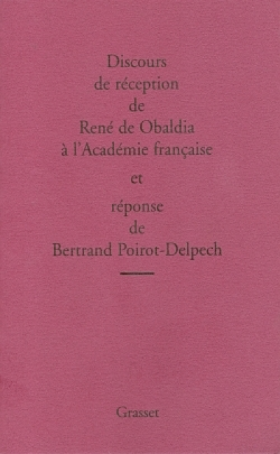 Discours de réception à l'Académie Française