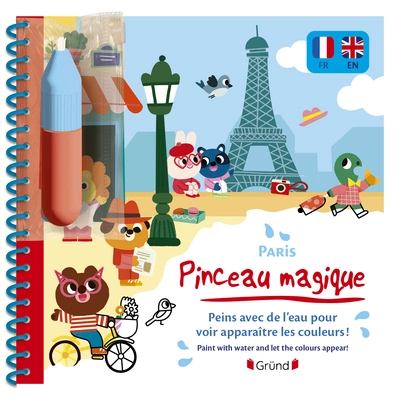 Pinceau magique Paris Livre bilingue - Livre coloriage magique à l'eau avec un pinceau À partir de 3 ans