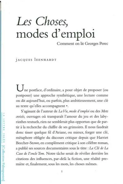 Les choses, modes d'emploi