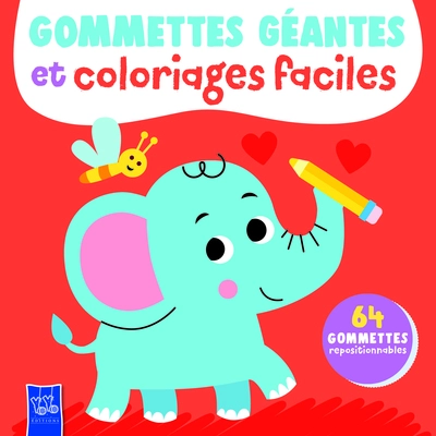 Gommettes géantes et coloriages faciles : L'éléphant