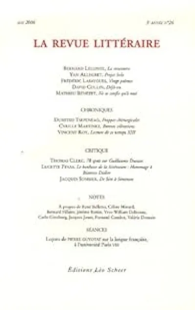 La Revue littéraire, N° 26, Mai 2006 :
