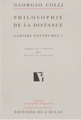 Philosophie de la distance: Cahiers posthumes I