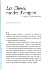 Les choses, modes d'emploi