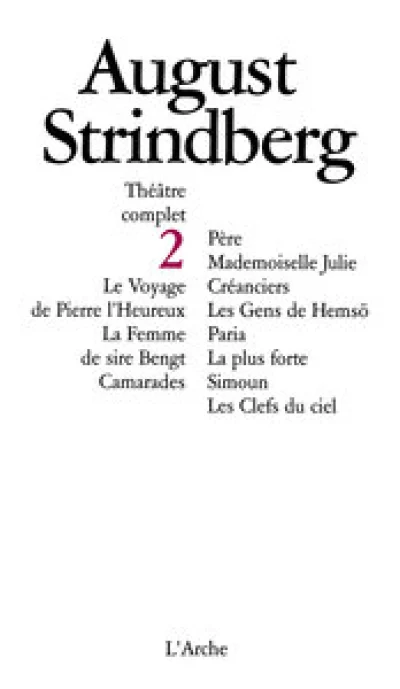 Théâtre complet, tome 2 : Le voyage de Pierre l'Heureux - La femme de sire Bengt - Camarades - Père - Mademoiselle Julie - Créanciers - Les gens de Hemsö - Paris - La plus forte - Simoun - L